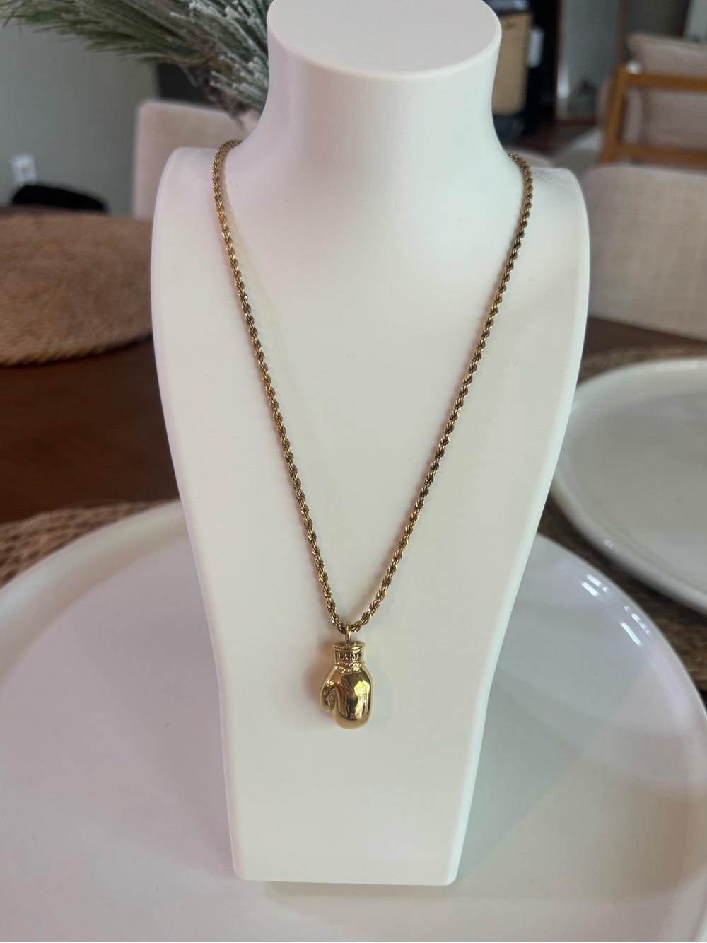 Rocky V Boxing Glove Pendant Necklace 925 Sterling Silver 20" Rope Chain 22.39g